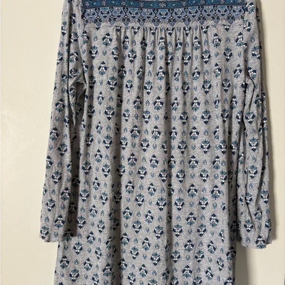Lucky Brand Blue Floral Cotton Sleep Tunic Tassel Boho Cottagecore Prairie Top M - Picture 3 of 8